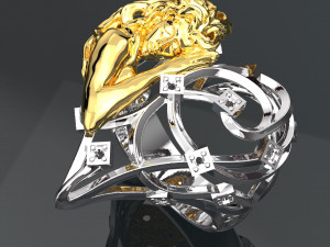 SCULPTURE HEART SHAPE 18K GOLD RING 3D Модель