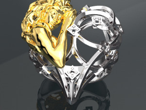SCULPTURE HEART SHAPE 18K GOLD RING 3D Модель