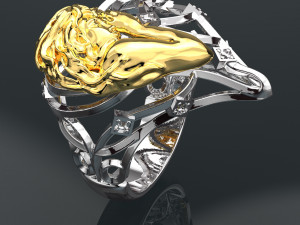 SCULPTURE HEART SHAPE 18K GOLD RING 3D Модель