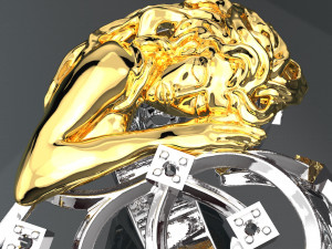 SCULPTURE HEART SHAPE 18K GOLD RING 3D Модель