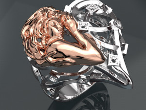 SCULPTURE HEART SHAPE 18K GOLD RING 3D Модель