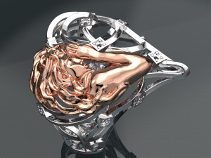 SCULPTURE HEART SHAPE 18K GOLD RING 3D Модель