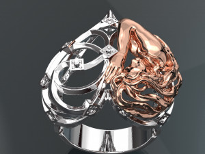 SCULPTURE HEART SHAPE 18K GOLD RING 3D Модель