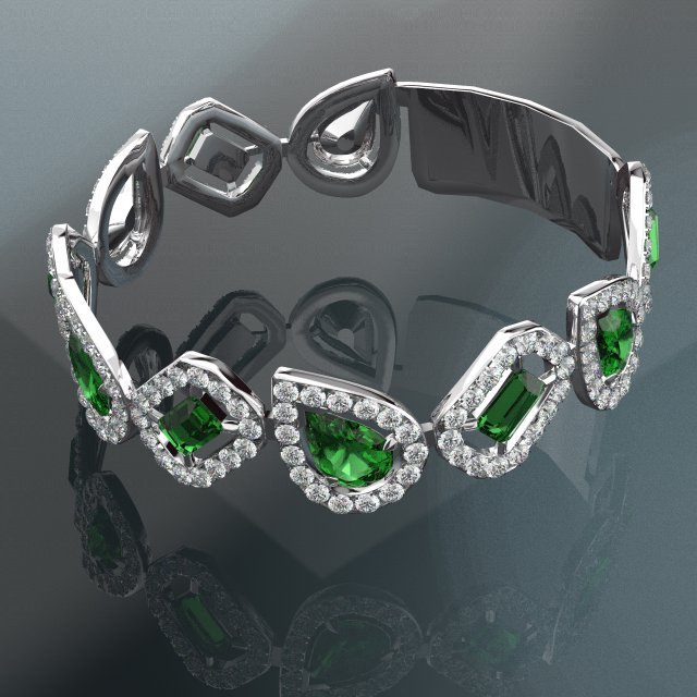 GEMSTONE 18K GOLD BRACELET 3D Model .c4d .max .obj .3ds .fbx .stl .blend