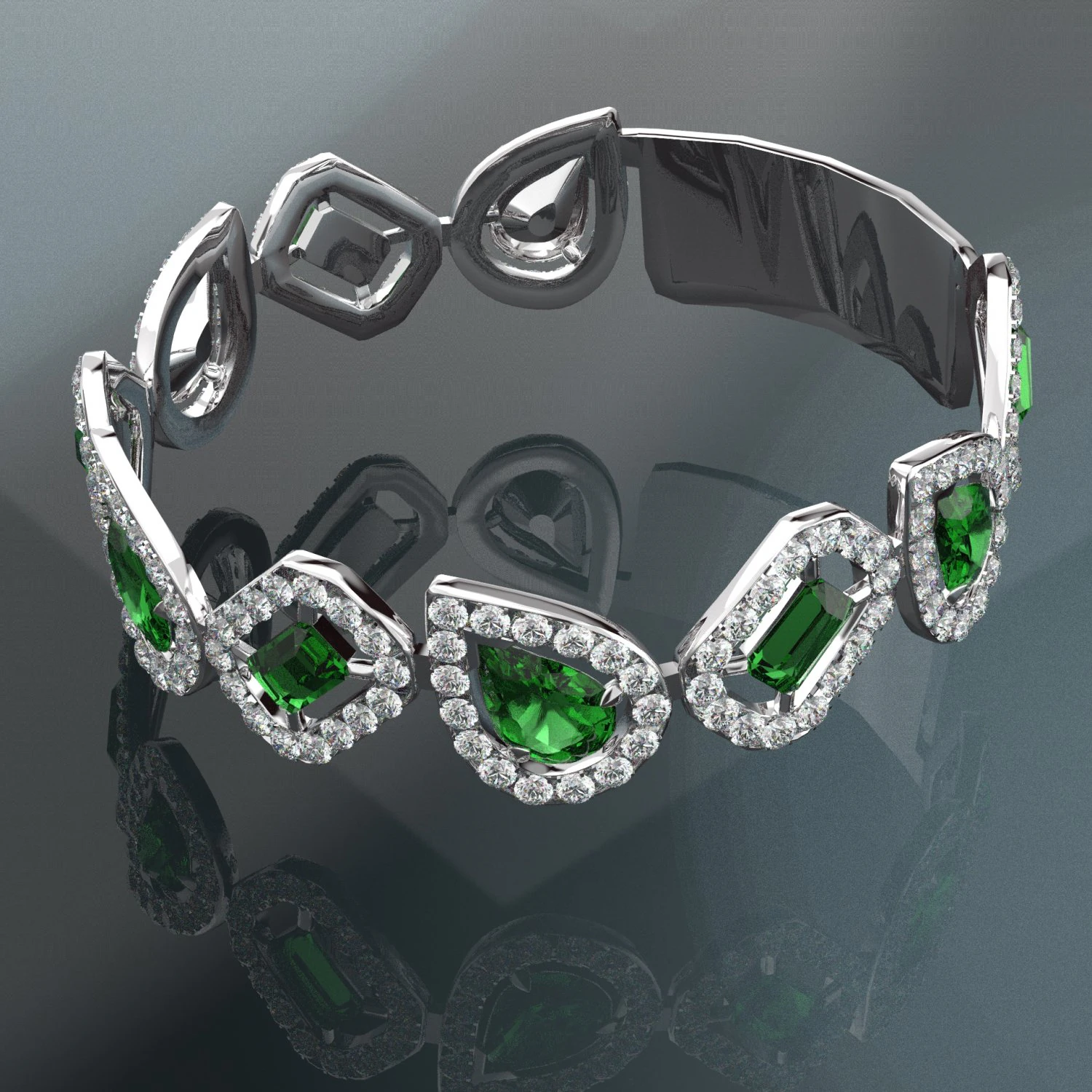 GEMSTONE 18K GOLD BRACELET 3D Model .c4d .max .obj .3ds .fbx .stl .blend 