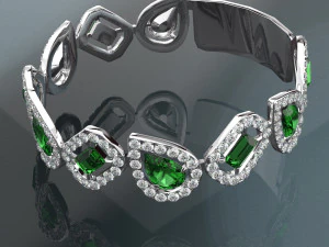 BRACCIALE CON PIETRE PREZIOSE IN ORO 18K Modello 3D