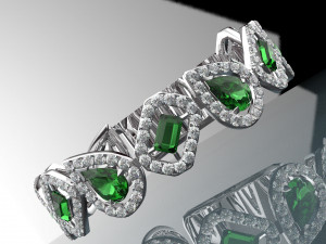 GEMSTONE 18K GOLD BRACELET 3D Model
