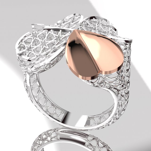HEART AND STAR PATTERN 18K GOLD RING Modèle 3D .c4d .max .obj .3ds .fbx .stl .blend 