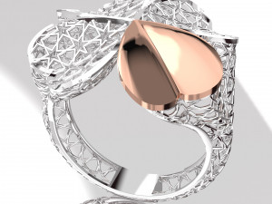 HEART AND STAR PATTERN 18K GOLD RING 3Dモデル