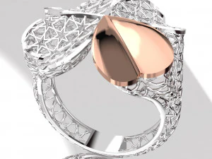 ANELLO IN ORO 18K CON MOTIVO CUORE E STELLA Modello 3D