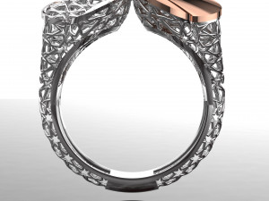 HEART AND STAR PATTERN 18K GOLD RING Modèle 3D