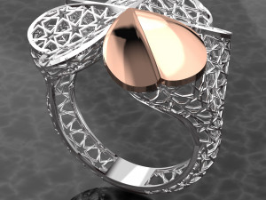 HEART AND STAR PATTERN 18K GOLD RING Modèle 3D