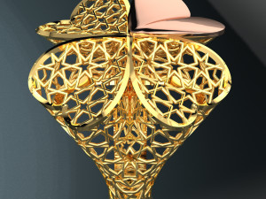 HEART AND STAR PATTERN 18K GOLD RING Modèle 3D