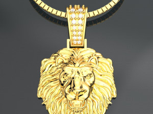 LION HEAD 18K GOLD PENDANT JEWELRY Modèle 3D