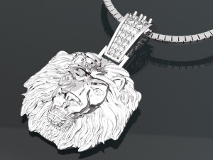 LION HEAD 18K GOLD PENDANT JEWELRY Model 3D