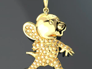 マウス ダイヤモンド ゴールド ペンダント 3Dモデル