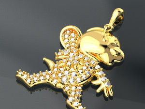 MOUSE DIAMOND GOLD PENDANT 3D Model