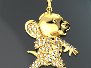MOUSE DIAMOND GOLD PENDANT 3D Model