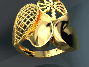 ANELLO IN ORO 18K 24K GRANDE ONDA Modello 3D