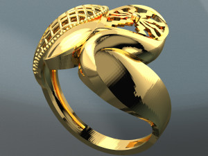 BIG WAVE 18K 24K GOLD RING 3D Model