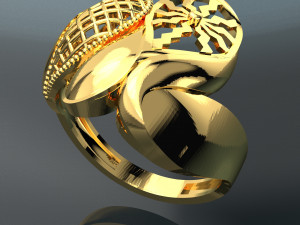 BIG WAVE 18K 24K GOLD RING 3D Model