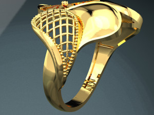 BIG WAVE 18K 24K GOLD RING 3D Model
