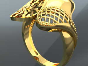 BIG WAVE 18K 24K GOLD RING 3D Model