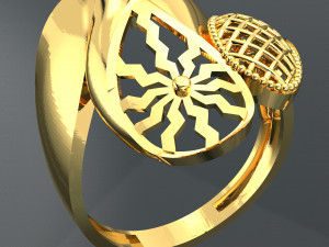 BIG WAVE 18K 24K GOLD RING 3D Model