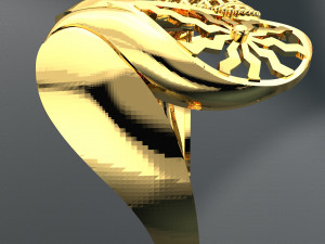 BIG WAVE 18K 24K GOLD RING 3D Model