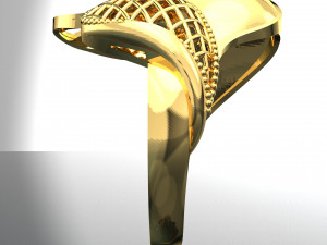 BIG WAVE 18K 24K GOLD RING 3D Model