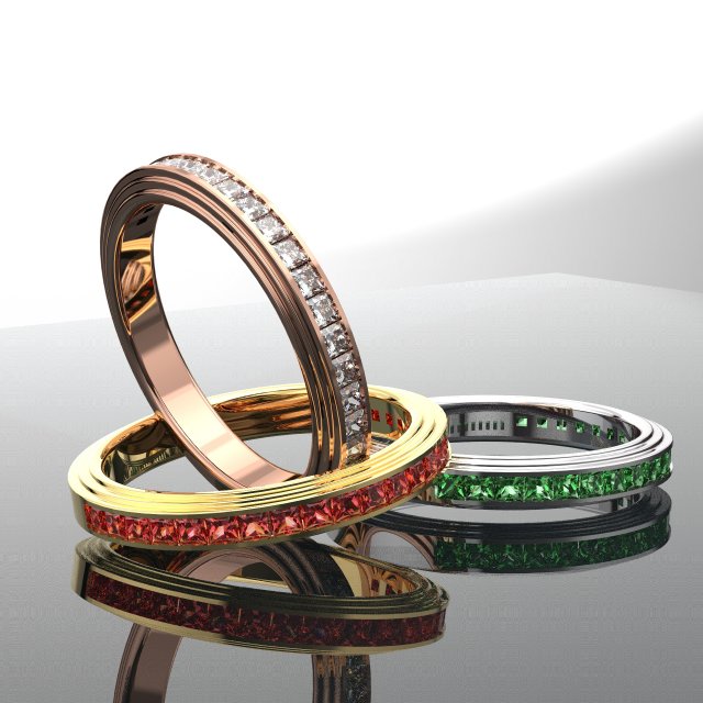 SQUARE GEMSTONE 18K GOLD RING SETUP 3D Model .c4d .max .obj .3ds .fbx .stl .blend 