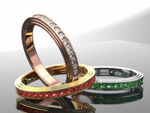 SQUARE GEMSTONE 18K GOLD RING SETUP 3D Model
