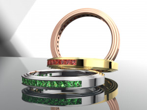 SQUARE GEMSTONE 18K GOLD RING SETUP 3D Model