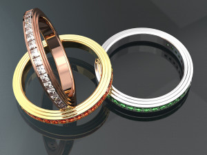SQUARE GEMSTONE 18K GOLD RING SETUP 3D Model