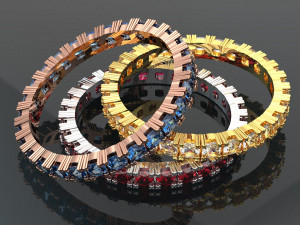 SMALL GEMSTONE 18K GOLD RING SET 3D Model