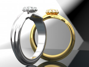 WEDDING DIAMOND GOLD RING SETUP PHOTO Modelo 3D