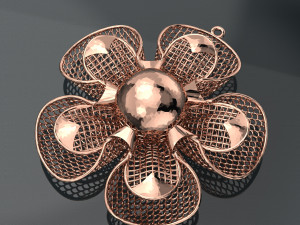 BIG FLOWER 18K GOLD PENDANT 3D Model