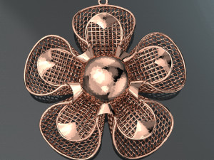 BIG FLOWER 18K GOLD PENDANT 3D Model
