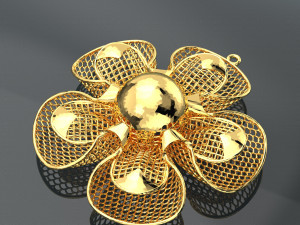 BIG FLOWER 18K GOLD PENDANT 3D Model