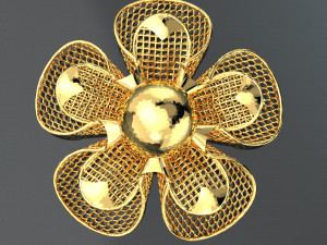 BIG FLOWER 18K GOLD PENDANT 3D Model
