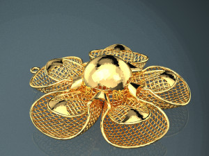 BIG FLOWER 18K GOLD PENDANT 3D Model