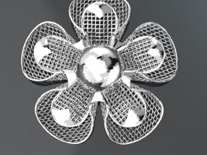 BIG FLOWER 18K GOLD PENDANT 3D Model