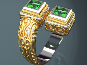 SQUARE GEMSTONE ROYALTY GOLD RING Modelo 3D