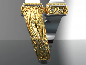 SQUARE GEMSTONE ROYALTY GOLD RING 3D Model