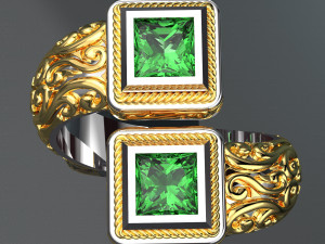SQUARE GEMSTONE ROYALTY GOLD RING 3D मॉडल