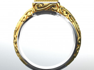SQUARE GEMSTONE ROYALTY GOLD RING 3D मॉडल