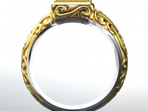 SQUARE GEMSTONE ROYALTY GOLD RING 3D Model