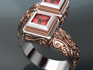 SQUARE GEMSTONE ROYALTY GOLD RING 3D मॉडल
