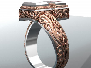 SQUARE GEMSTONE ROYALTY GOLD RING 3D मॉडल