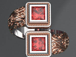 SQUARE GEMSTONE ROYALTY GOLD RING 3D मॉडल